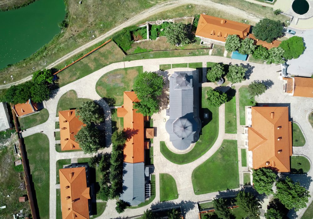 Capriana monastery with lake view from the top in Moldova