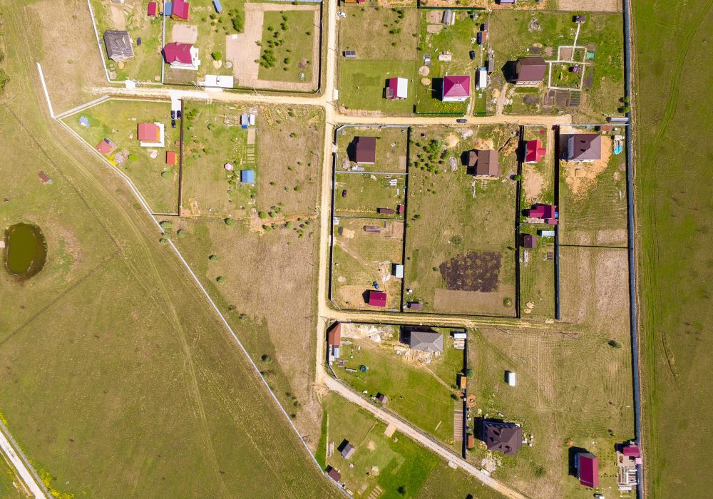 Bird perspective of village. View from the top